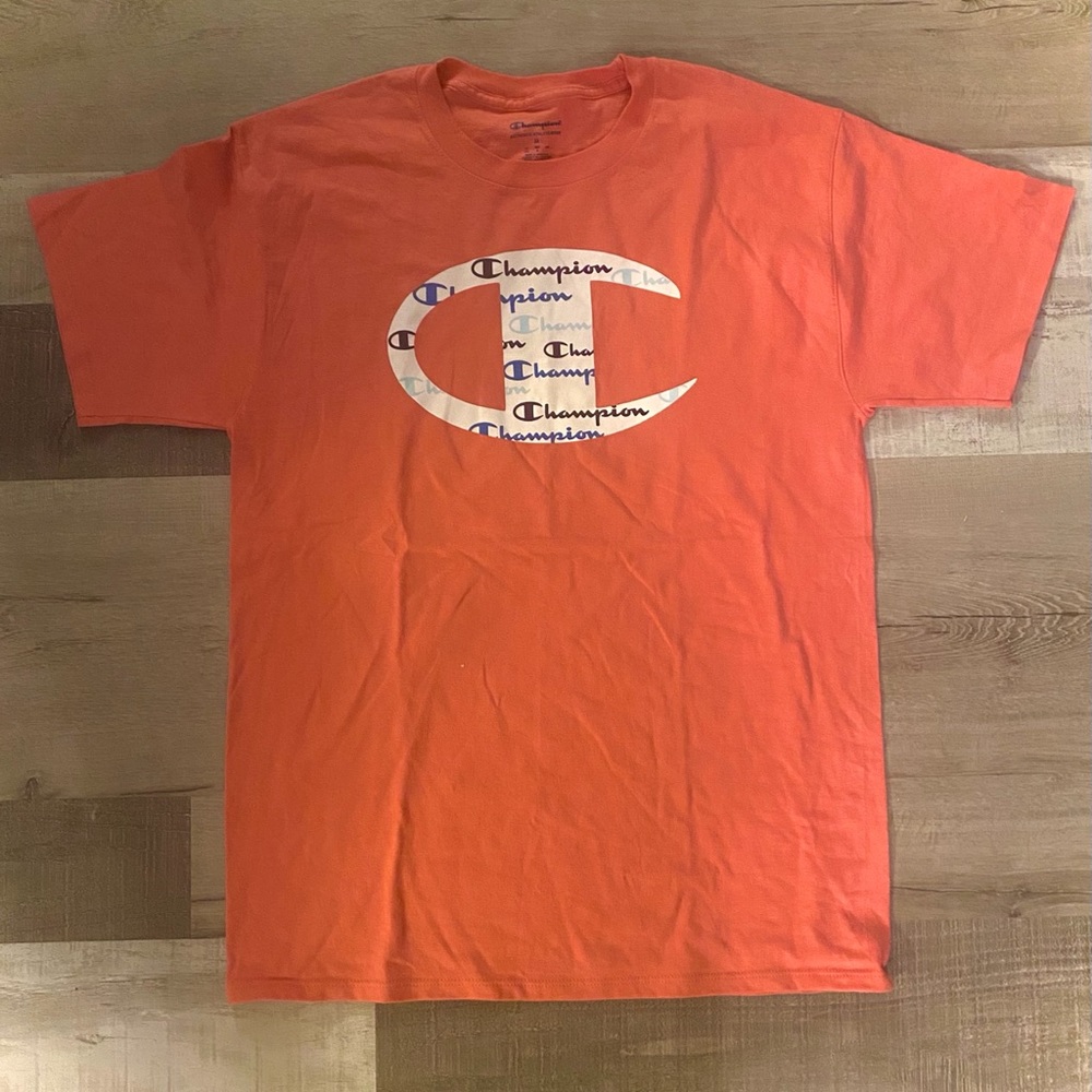Coral/Pink Champion Logo T Shirt- Medium